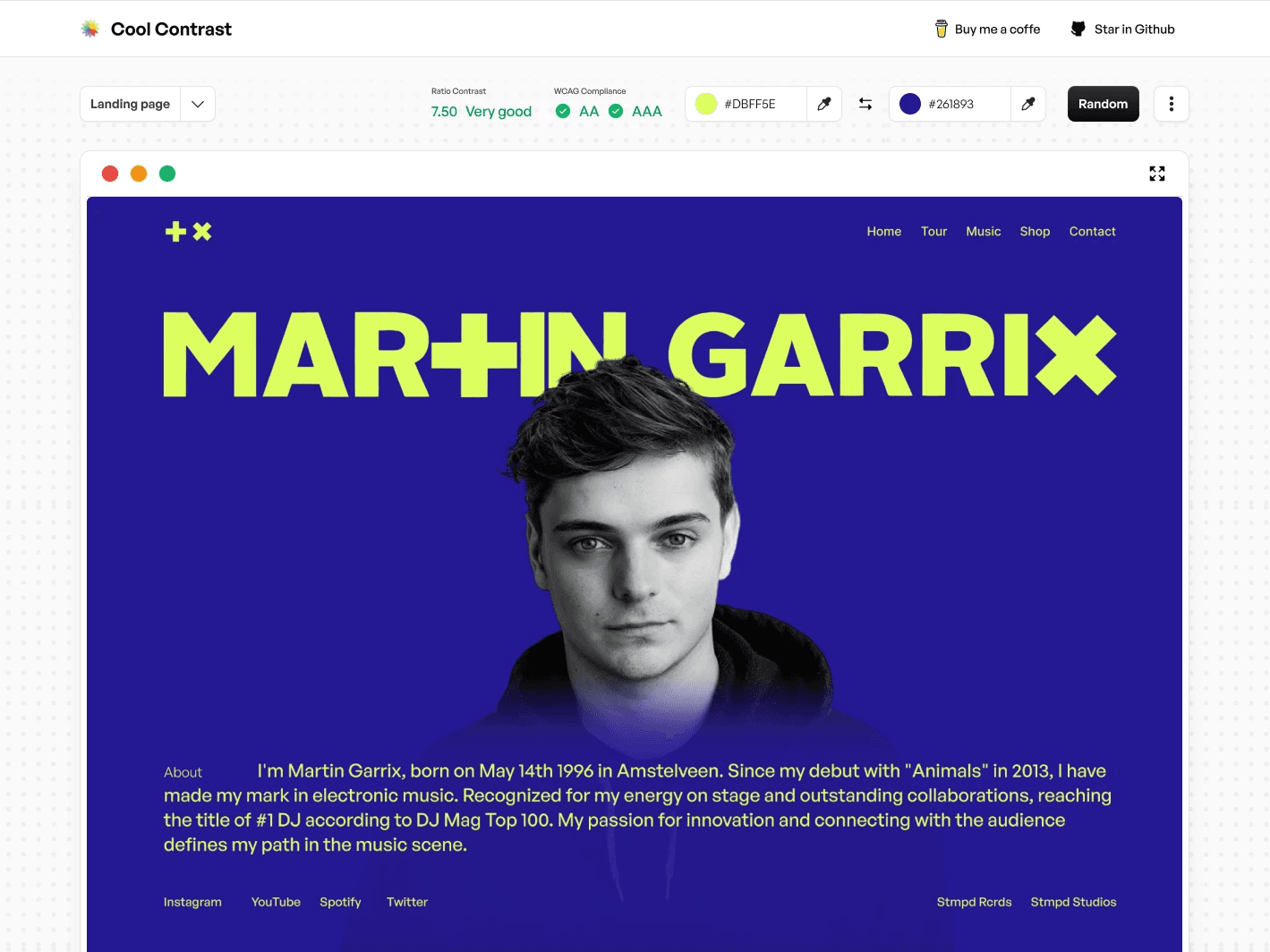 The Cool Contrast website, built with Panda CSS